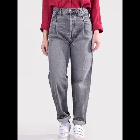 Agolde Fold Waistband Jeans - Grey Size 28 - Picture 6 of 6